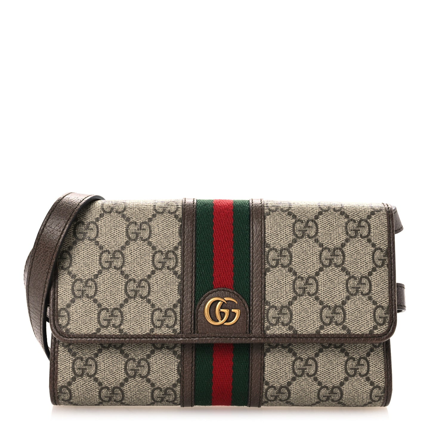 GG Supreme Monogram Web Ophidia Crossbody Wallet Beige New Acero
