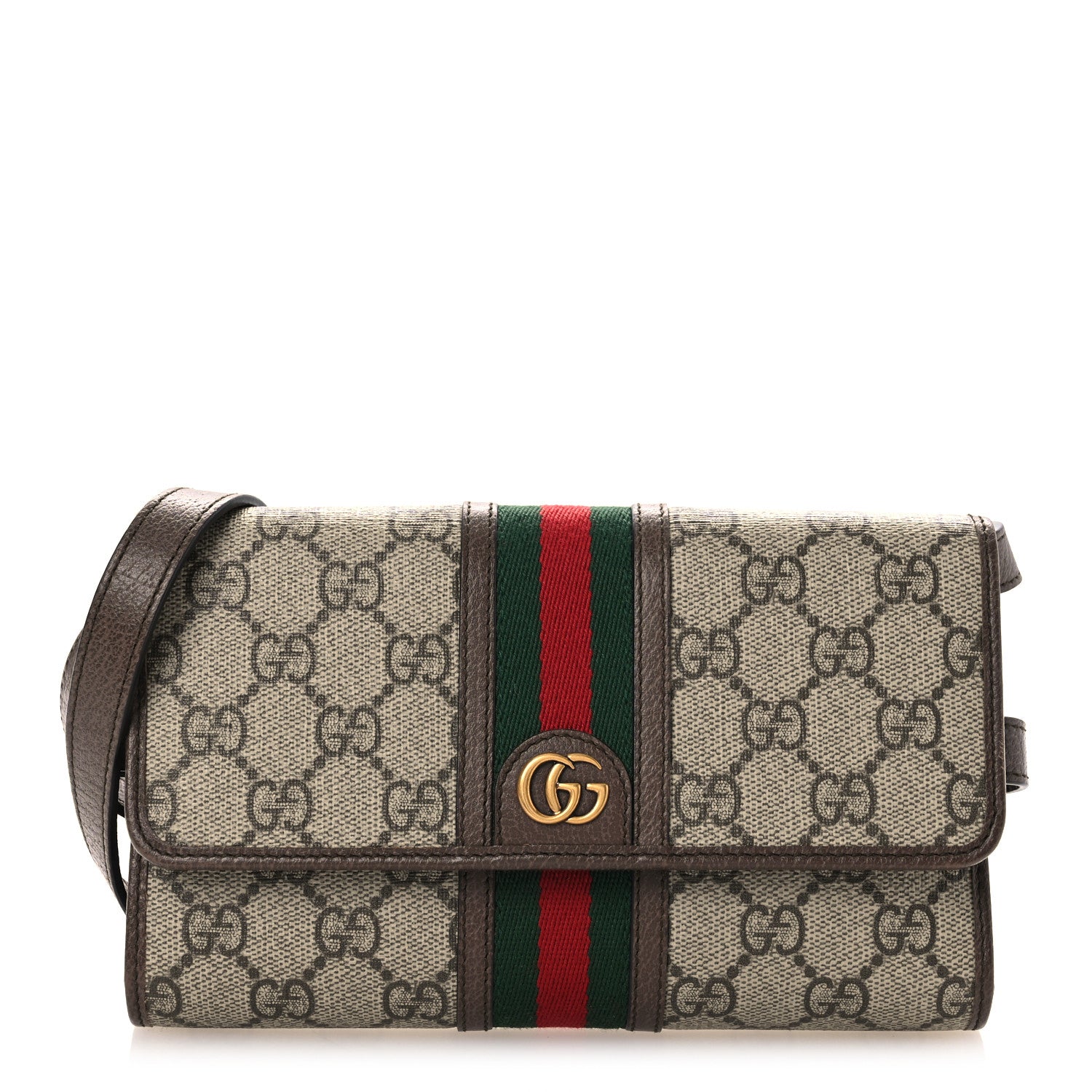 Gucci GG Supreme Monogram Web Ophidia Crossbody Wallet Beige New Acero 1 of 10