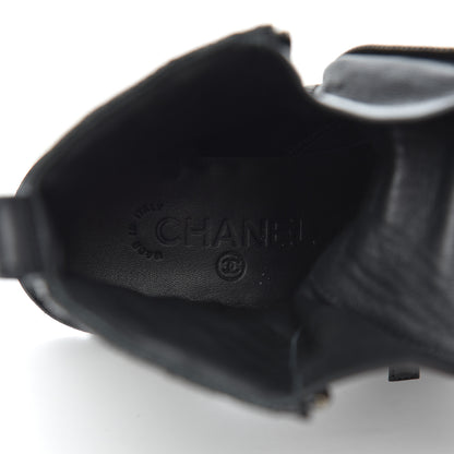 Chanel Calfskin Quilted Lace Up Combat Boots 37 Black 6 of 19