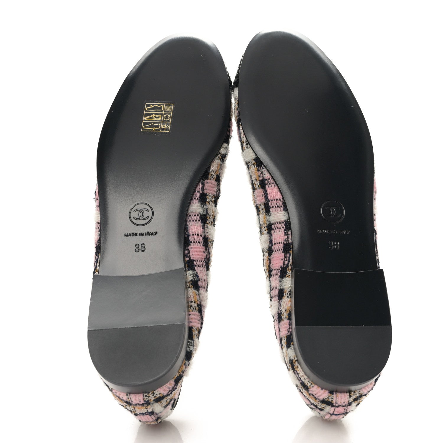 Chanel Wool Cotton Tweed Corduroy Cap Toe Ballerina Flats 38 Black Multicolor 5 of 9