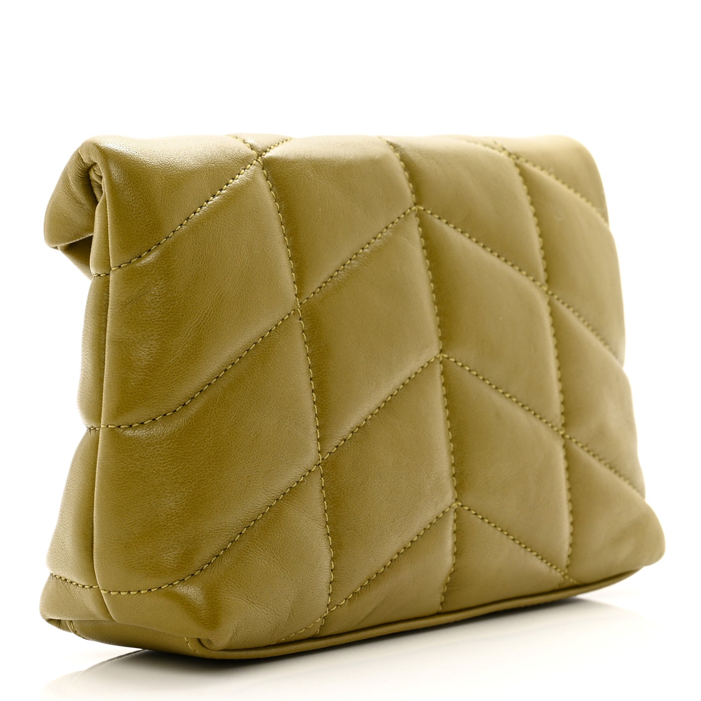 Lambskin Monogram Loulou Puffer Pouch Clutch Olive