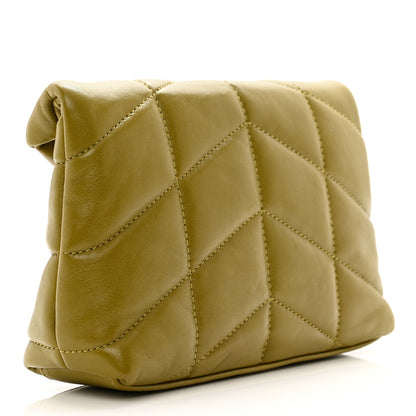 Saint Laurent Lambskin Monogram Loulou Puffer Pouch Clutch Olive 3 of 8