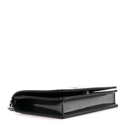 Christian Dior Metallic Patent Micro-Cannage Diorama Wallet on Chain Pouch Onyx Black 4 of 9