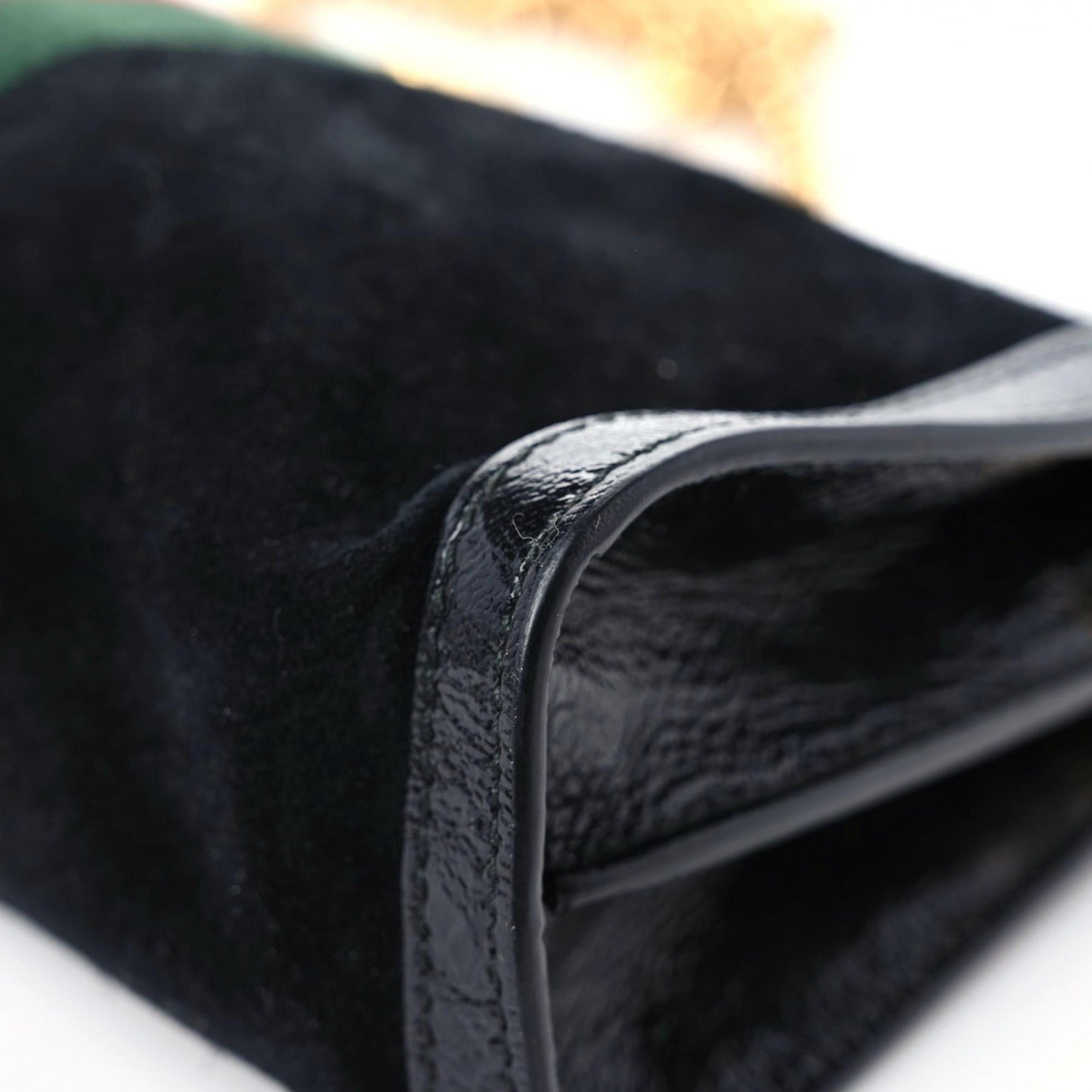 Suede Patent GG Web Small Ophidia Chain Shoulder Bag Black