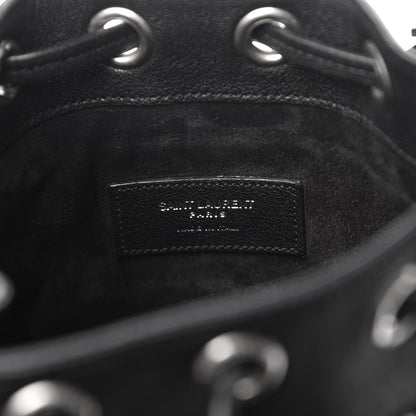 Saint Laurent Calfskin Studded Small Emmanuelle Fringe Bucket Bag Black 7 of 13