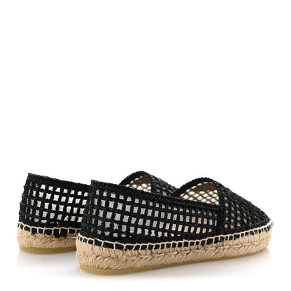 Prada Raffia Triangle Logo Crochet 20mm Espadrilles 37 Black Naturale 5 of 9