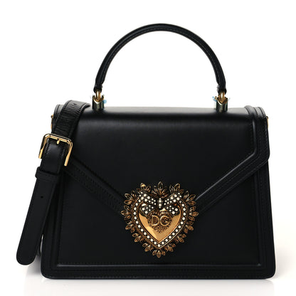 Dolce & Gabbana Smooth Calfskin Medium Devotion Envelope Top Handle Bag Black 1 of 9