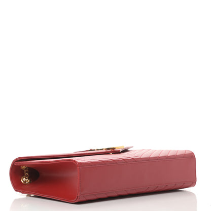 Saint Laurent Grain De Poudre Matelasse Chevron Large Monogram Satchel Lipstick Red 4 of 13