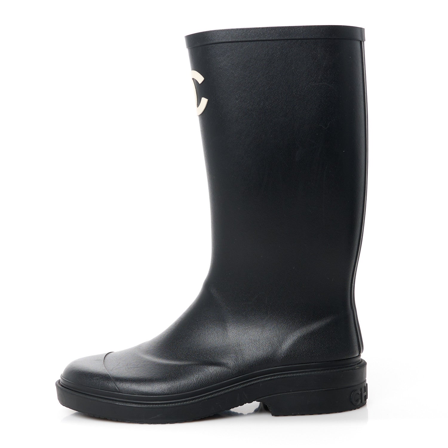 Chanel Caoutchouk CC High Boots 38 Black 1 of 11