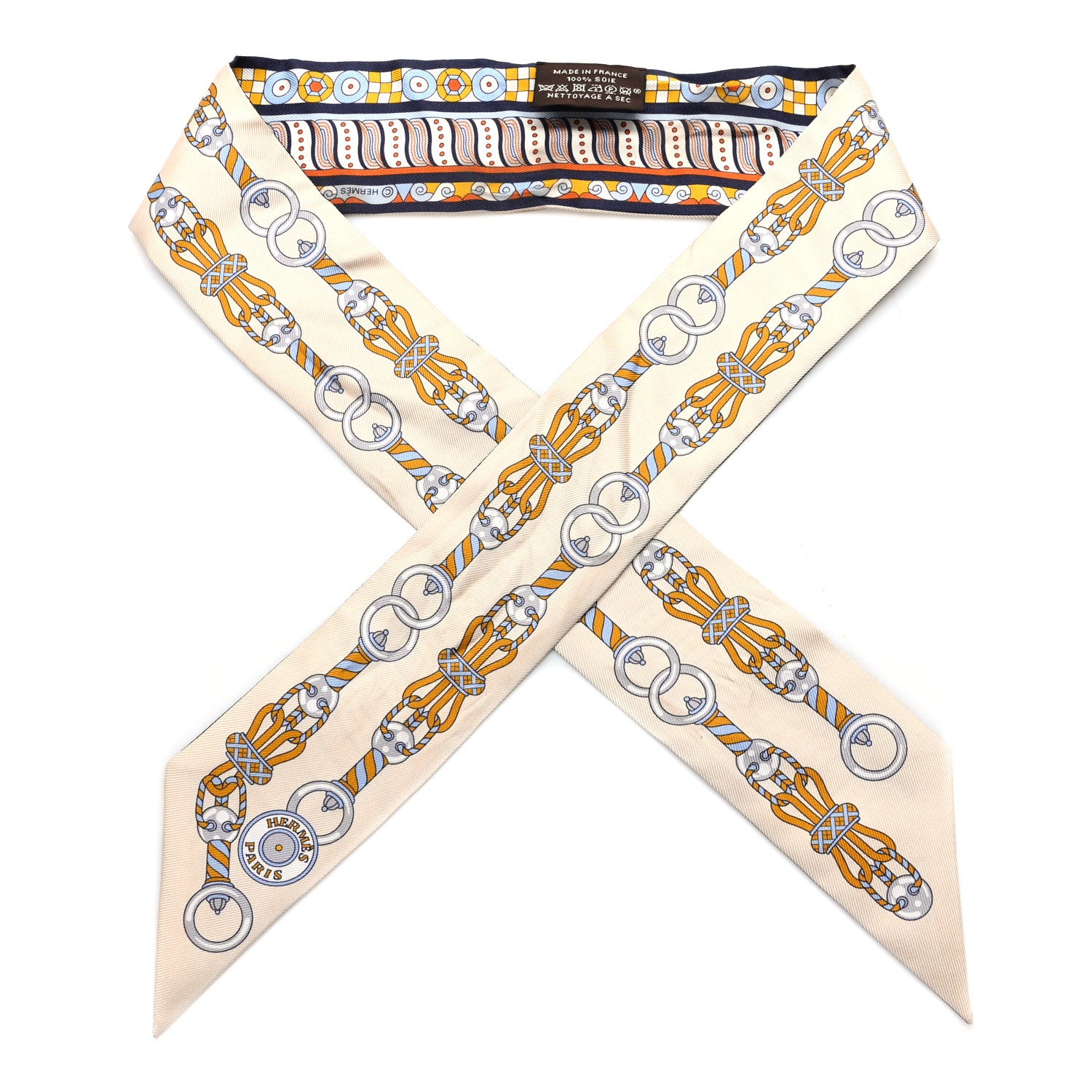 Hermes Silk Harnais En Rosace Twilly Creme Ciel Ocre 1 of 4