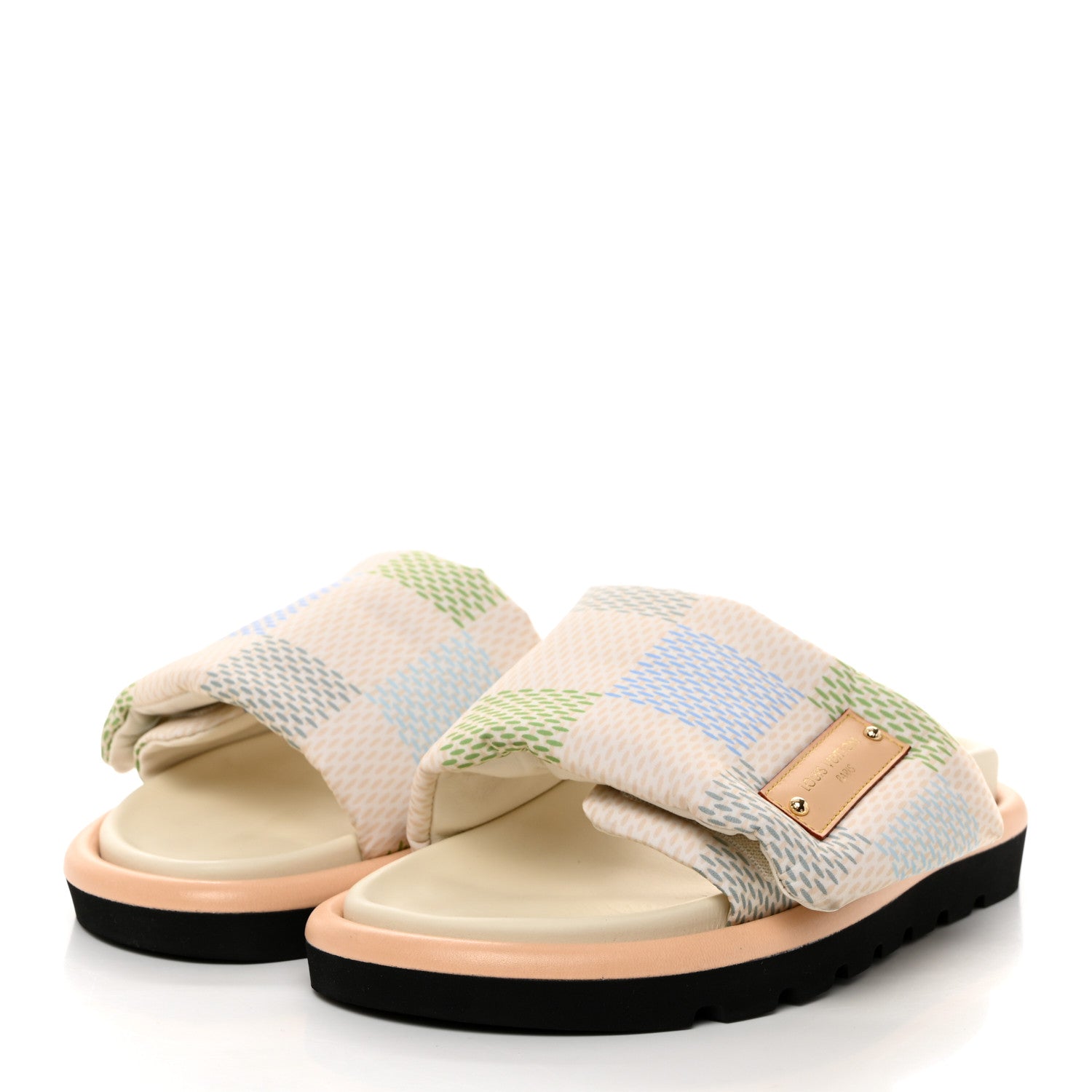 Louis Vuitton Nylon Damierlicious LV Pool Pillow Flat Comfort Mule 37 Light Blue 3 of 10