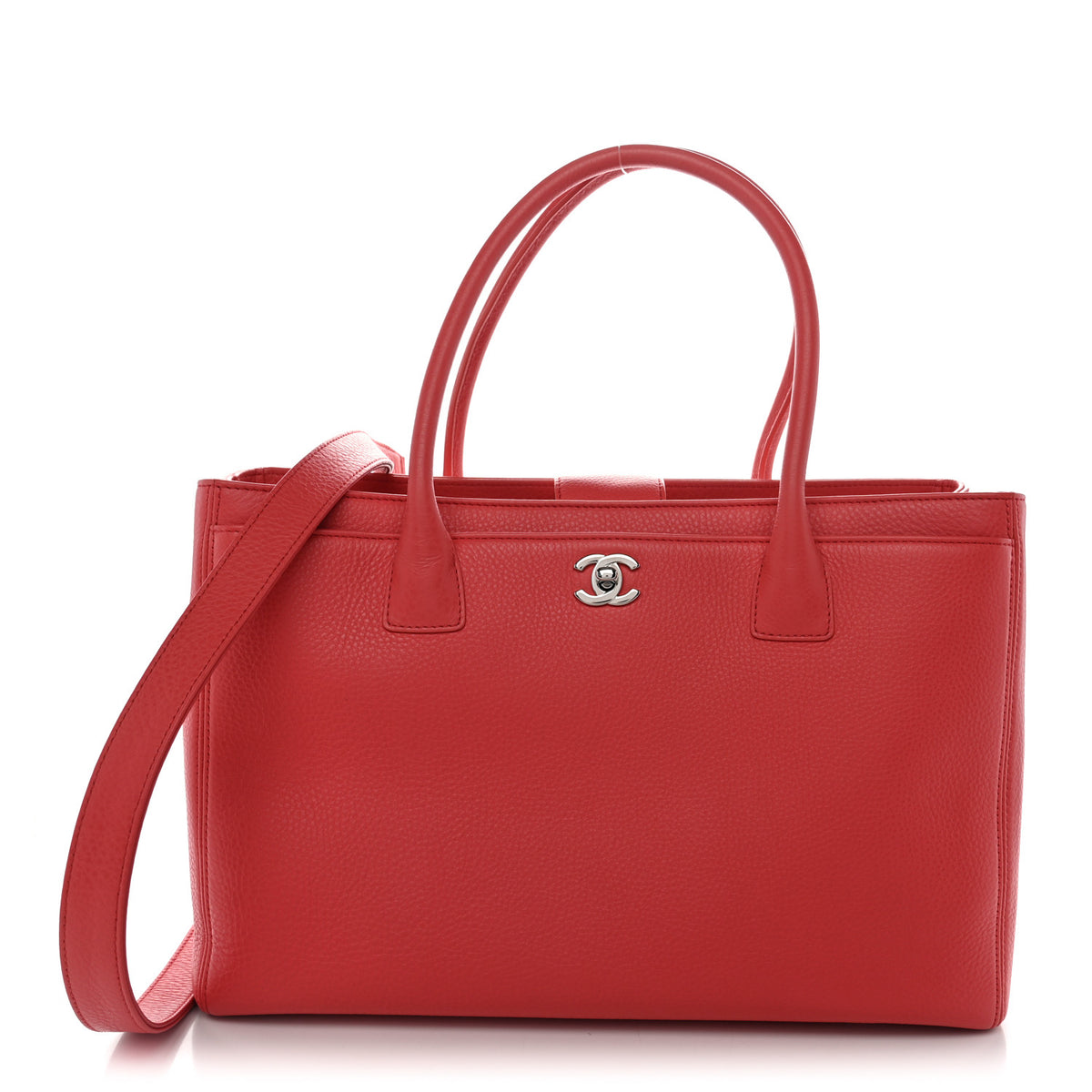 Calfskin Cerf Executive Shopper Tote Red