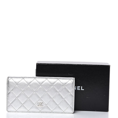 Chanel Metallic Calfskin Quilted Yen Wallet Dark Silver 13 of 13
