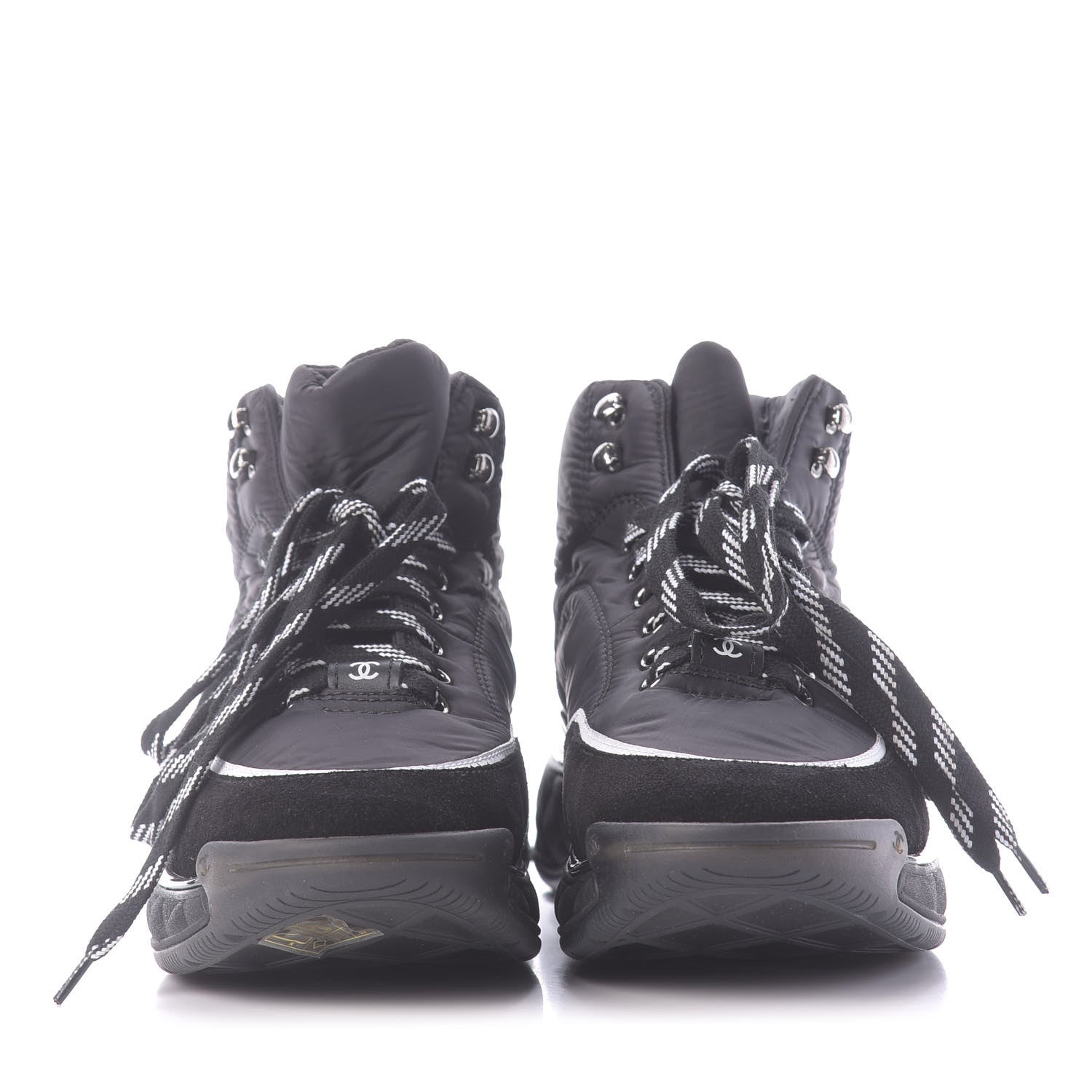 Chanel Fabric Suede Womens CC Sneakers 37.5 Black 2 of 10