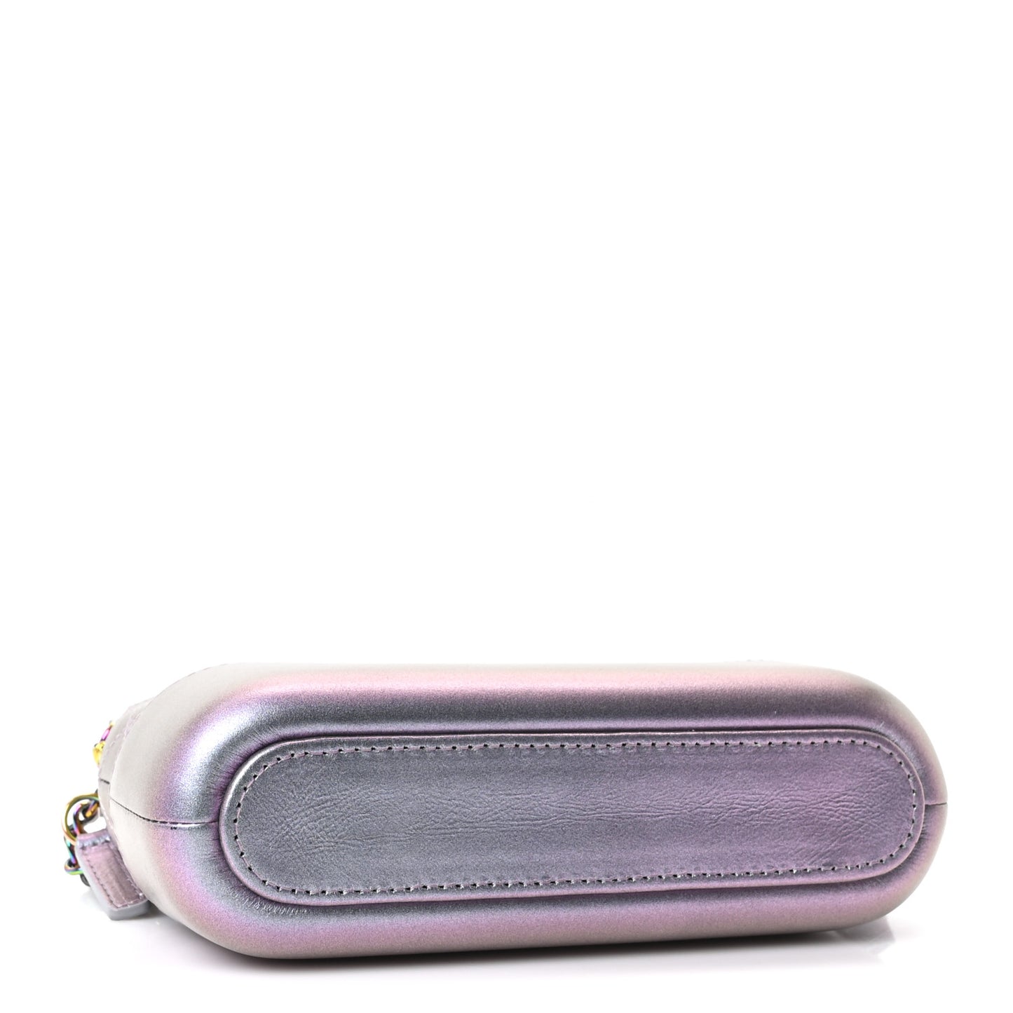Iridescent Lambskin Calfskin Quilted Small Gabrielle Clutch With Chain Light Purple