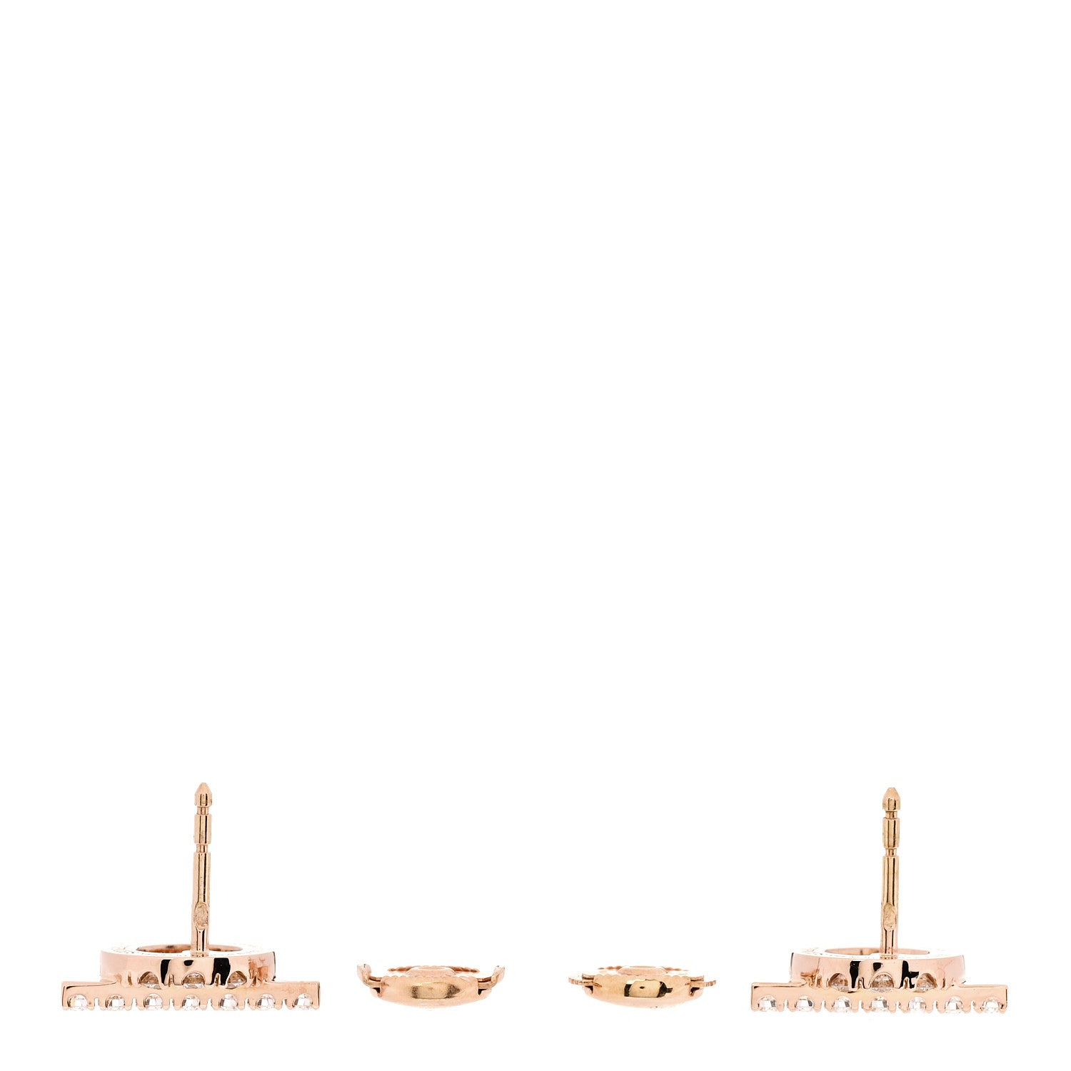 Hermes 18K Rose Gold Diamond Finesse Earrings 3 of 5