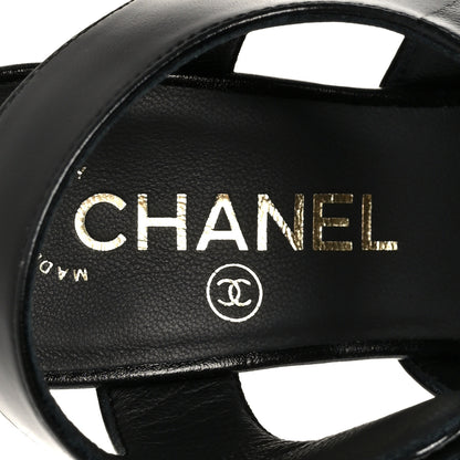 Chanel Shiny Calfskin CC Sandals 37 Black 7 of 10