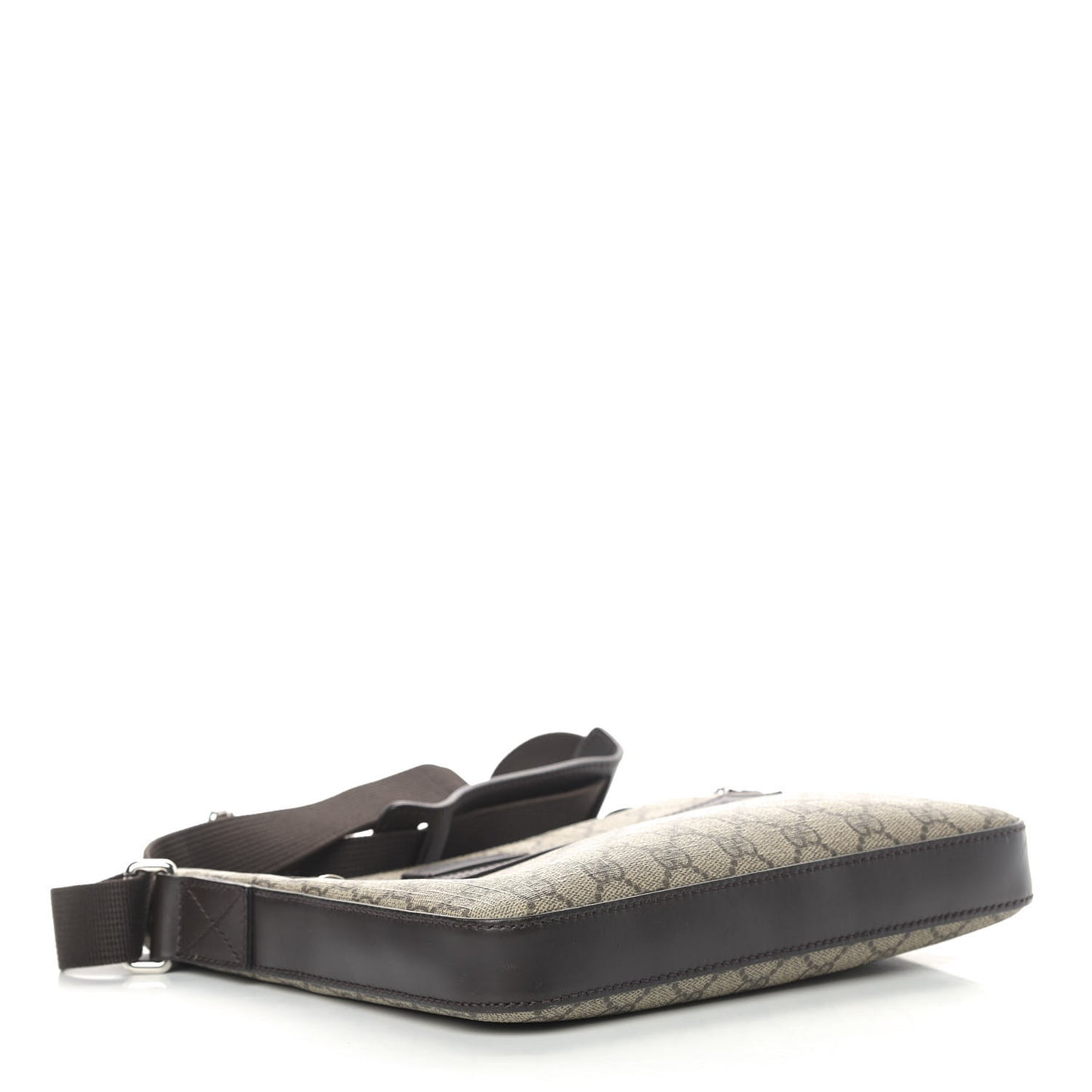 GG Supreme Monogram Selleria Calfskin Small Flat Messenger Bag Beige Ebony Cocoa Marrone Scuro