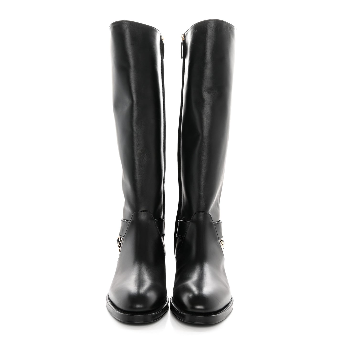 Calfskin Chain HIgh Boots 37.5 Black