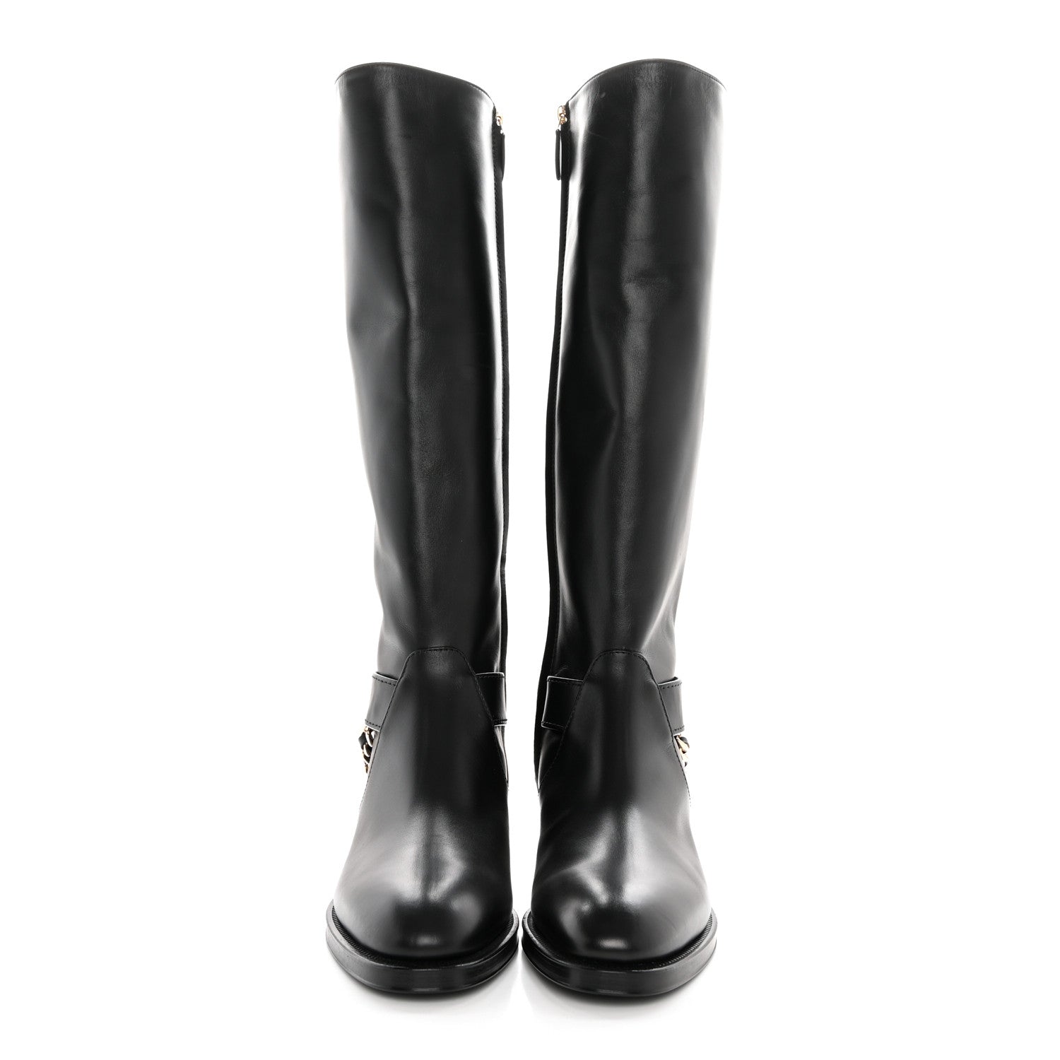 Chanel Calfskin Chain HIgh Boots 37.5 Black 2 of 13