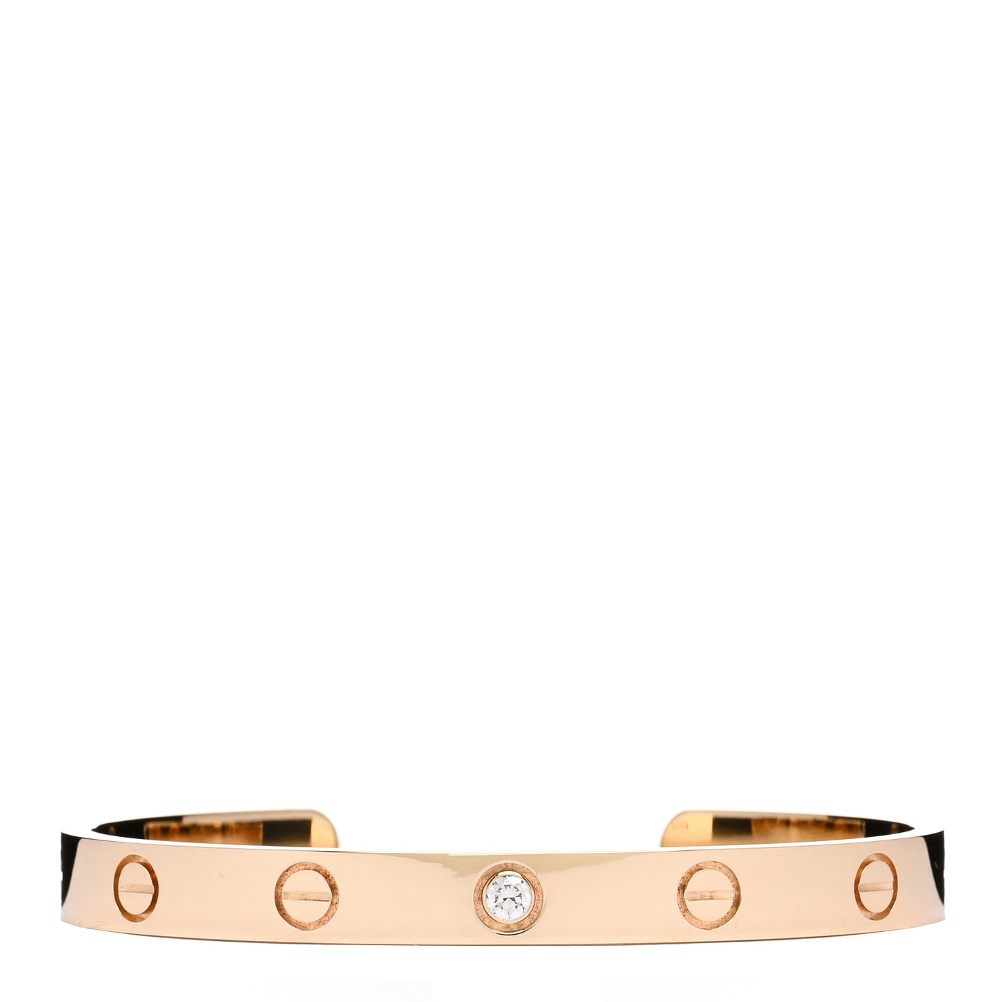 18K Yellow Gold 1 Diamond LOVE Cuff Bracelet 16