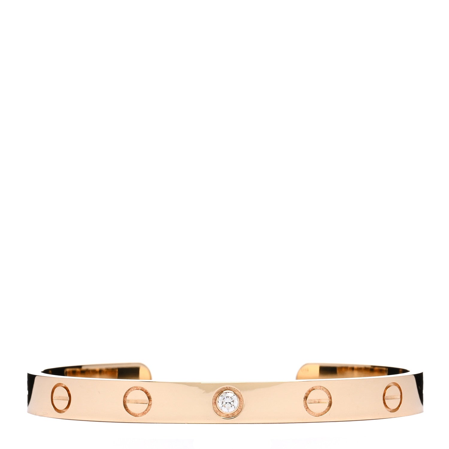 Cartier 18K Yellow Gold 1 Diamond LOVE Cuff Bracelet 16 1 of 3