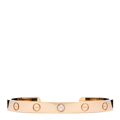Cartier 18K Yellow Gold 1 Diamond LOVE Cuff Bracelet 16 1 of 3