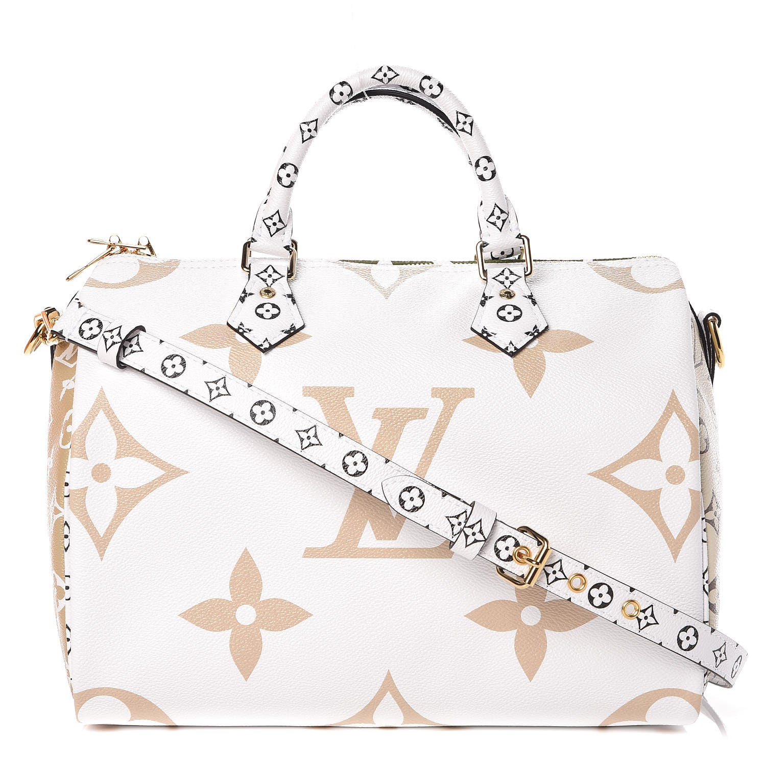 Louis Vuitton Monogram Giant Speedy Bandouliere 30 Kaki Beige 1 of 11