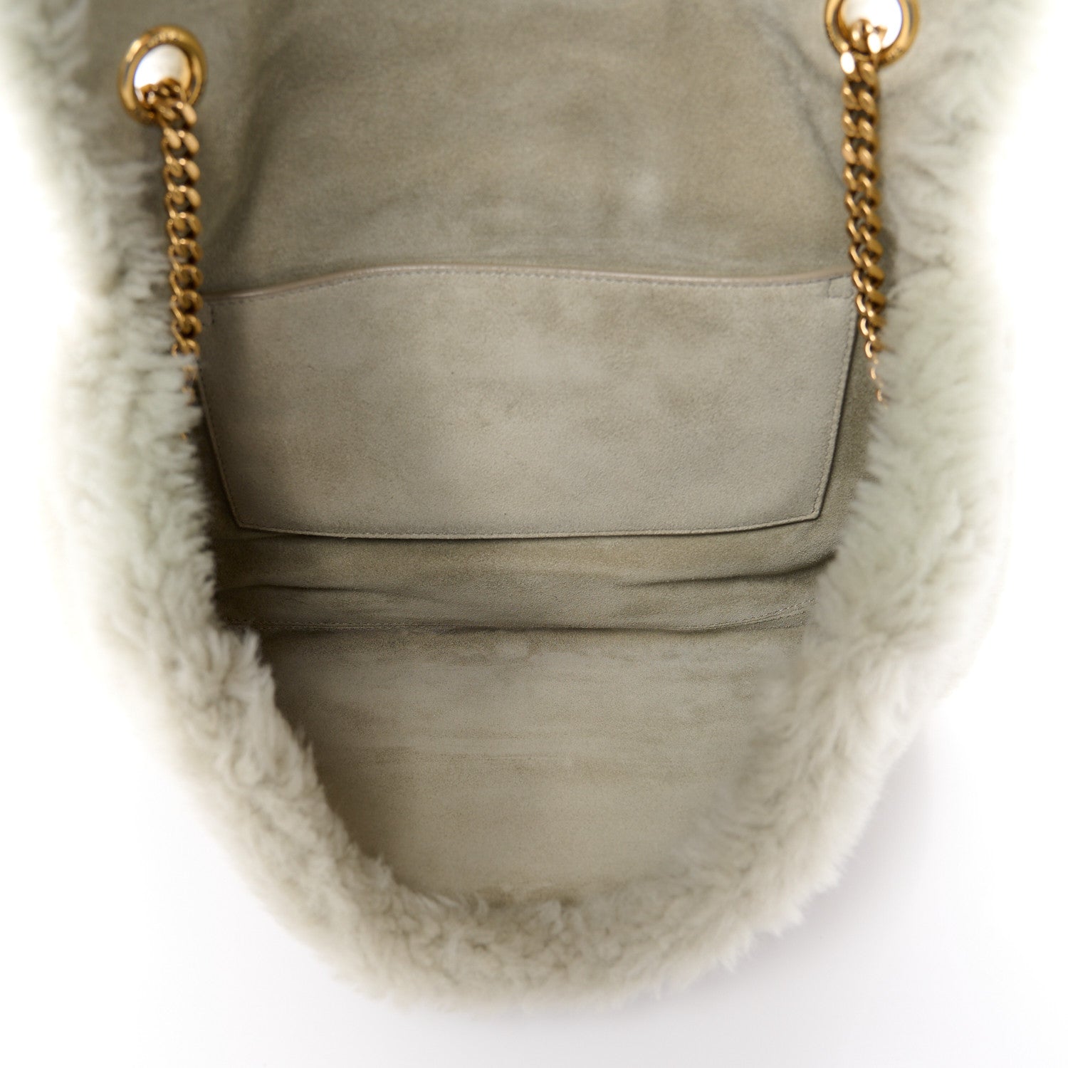 Saint Laurent Shearling Calfskin Medium Reversible Monogram Kate Satchel Grey 8 of 18