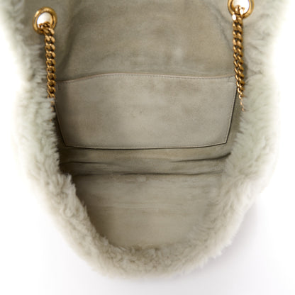 Saint Laurent Shearling Calfskin Medium Reversible Monogram Kate Satchel Grey 8 of 18