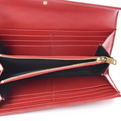 Saint Laurent Grain De Poudre Matelasse Chevron Monogram Flap Wallet Red 5 of 17