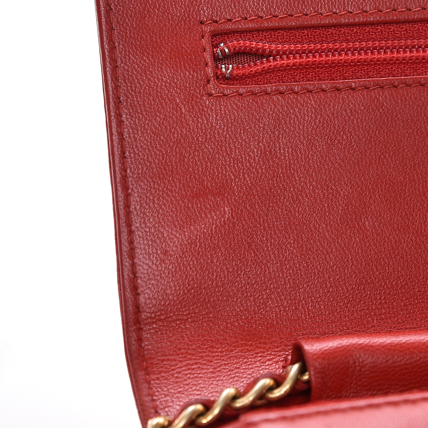 Lambskin Quilted Boy Wallet On Chain WOC Red