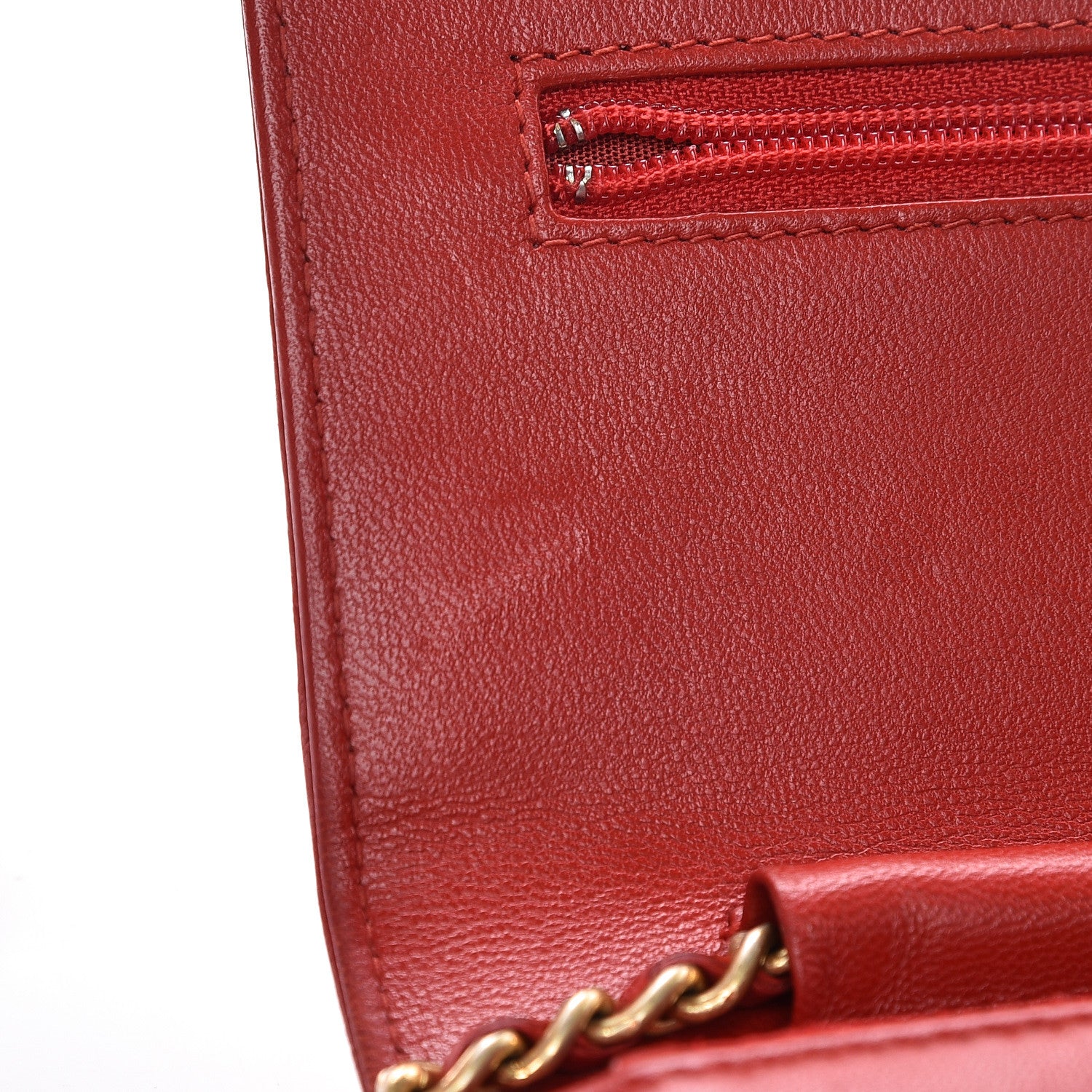 Chanel Lambskin Quilted Boy Wallet On Chain WOC Red 13 of 18