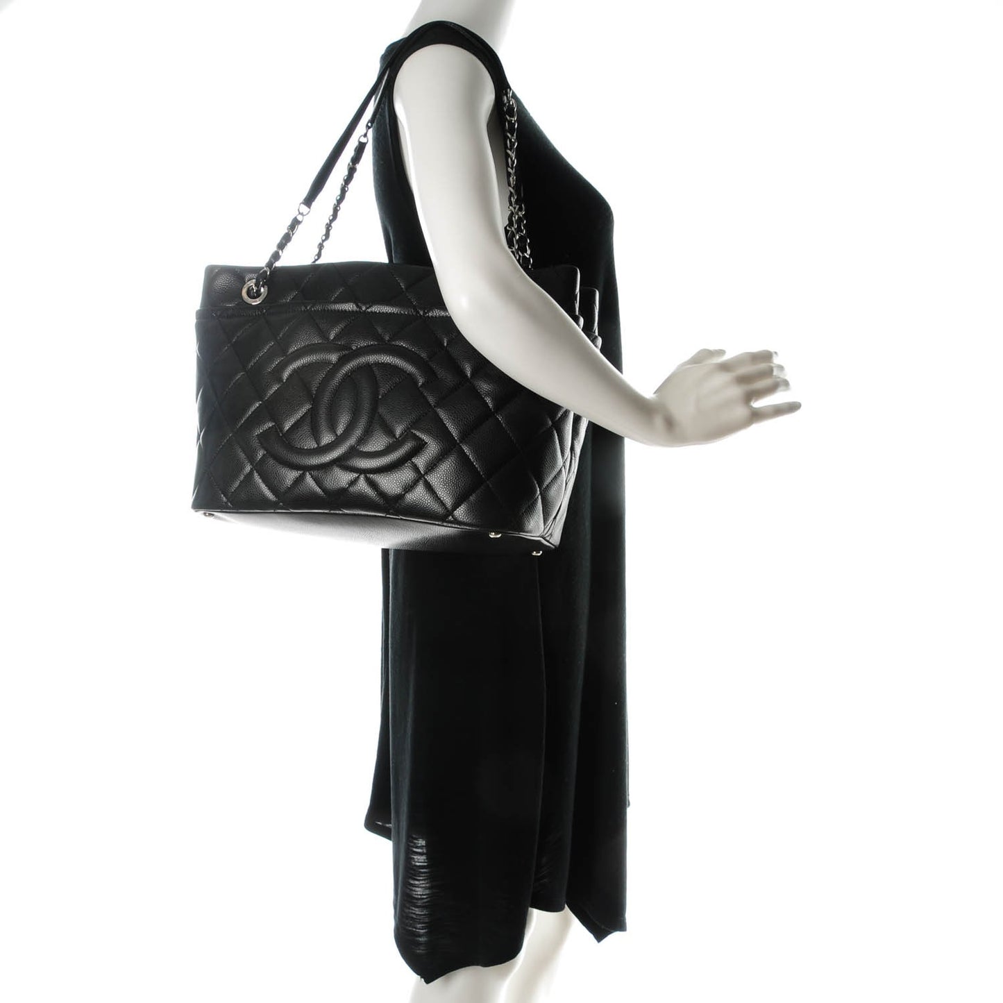 Caviar Quilted Timeless CC Soft Tote Black