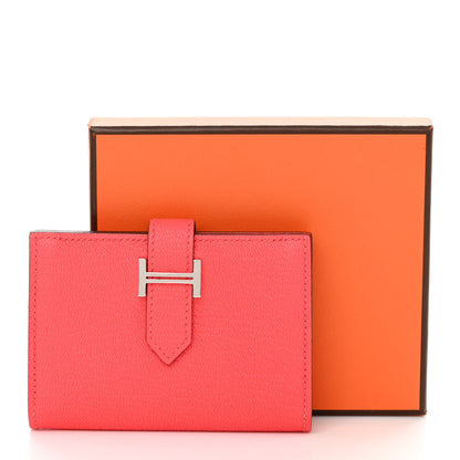 Hermes Chevre Mysore Bearn Card Holder Wallet Rose Texas 9 of 9