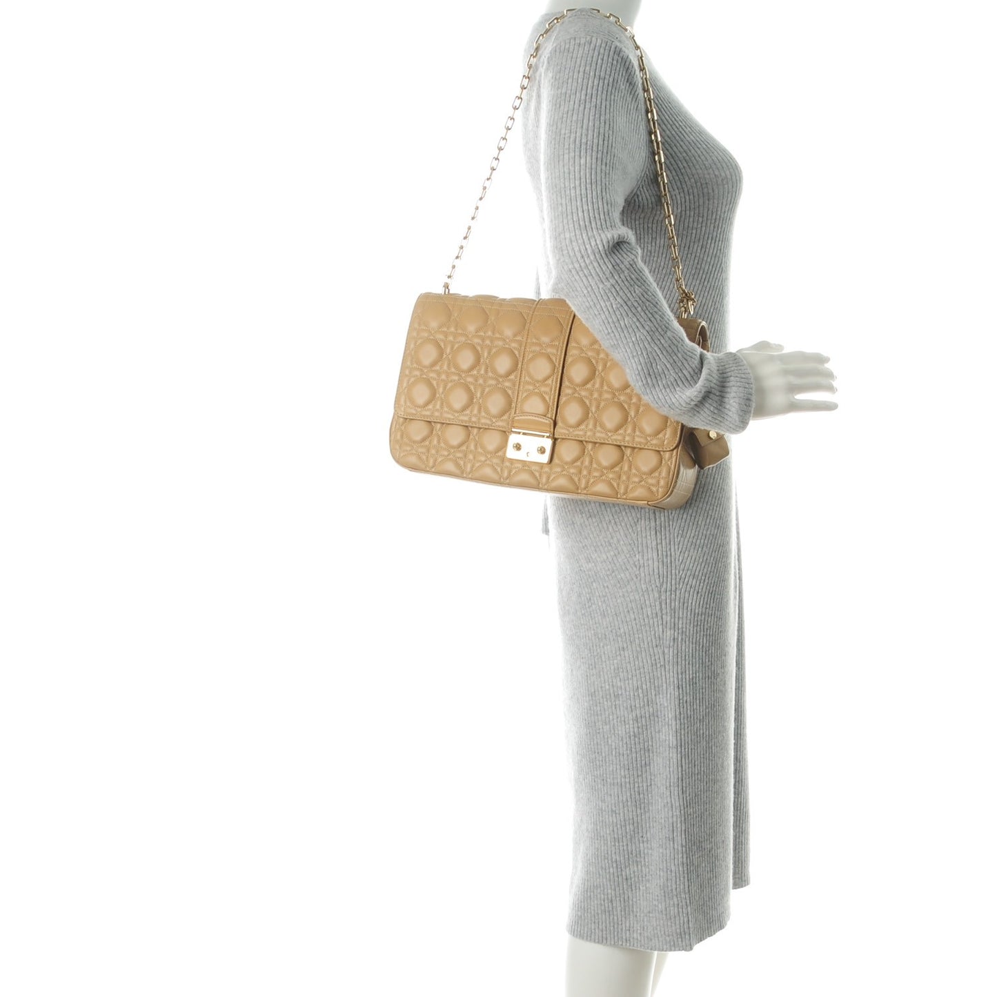 Lambskin Cannage Large Miss Dior Flap Beige
