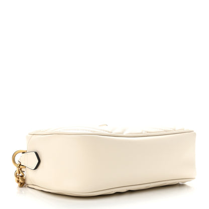 Gucci Calfskin Matelasse Small GG Marmont Chain Shoulder Bag White 4 of 11