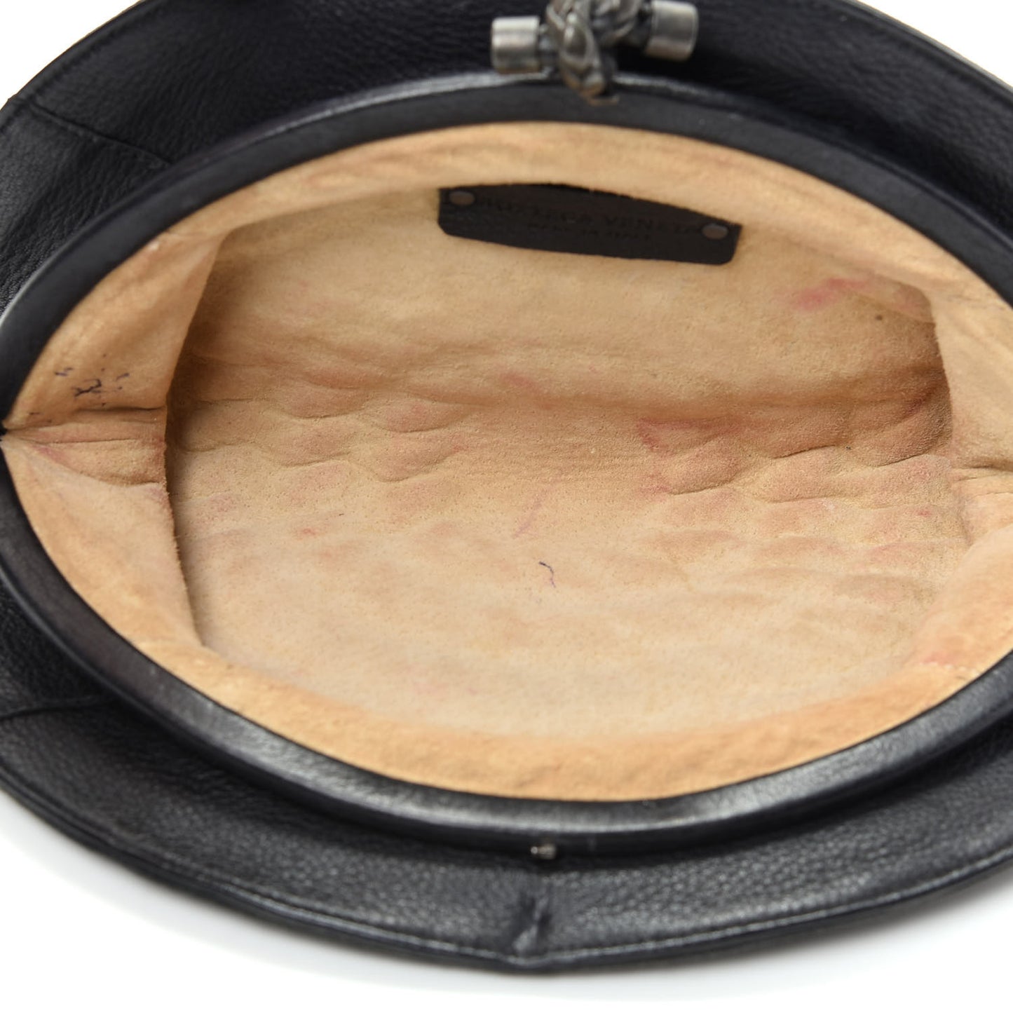 Cervo Deerskin Intrecciato Fan Clutch Black