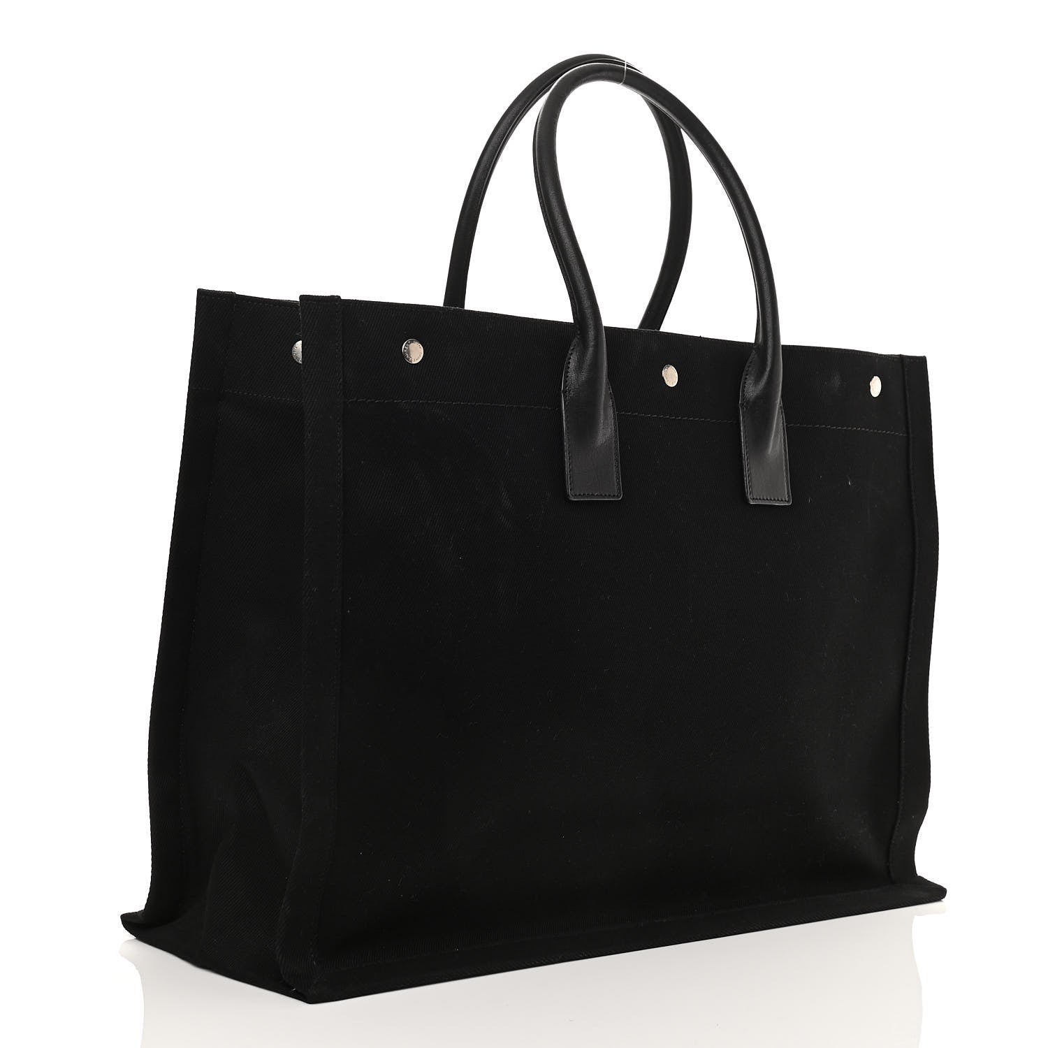Saint Laurent Linen Calfskin Rive Gauche Tote Black 4 of 13