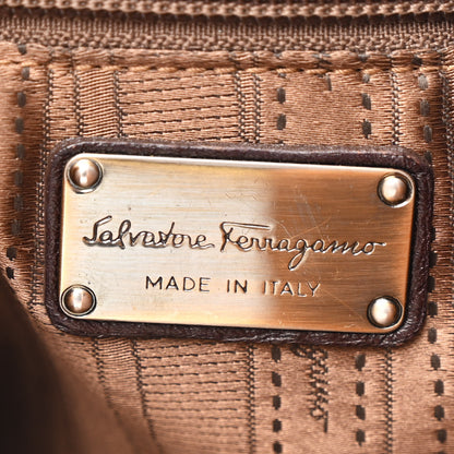 Salvatore Ferragamo Calfskin Gancini Stitched Hobo Tan 6 of 11