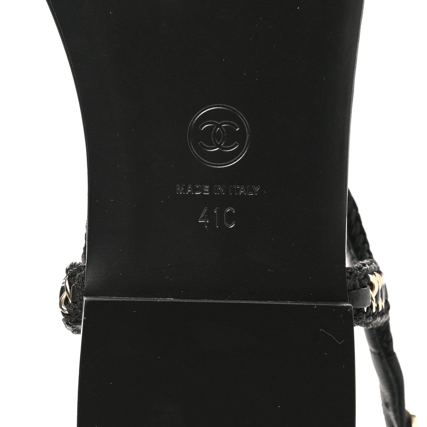 Lambskin Embroidered CC Thong Sandals 41 Black
