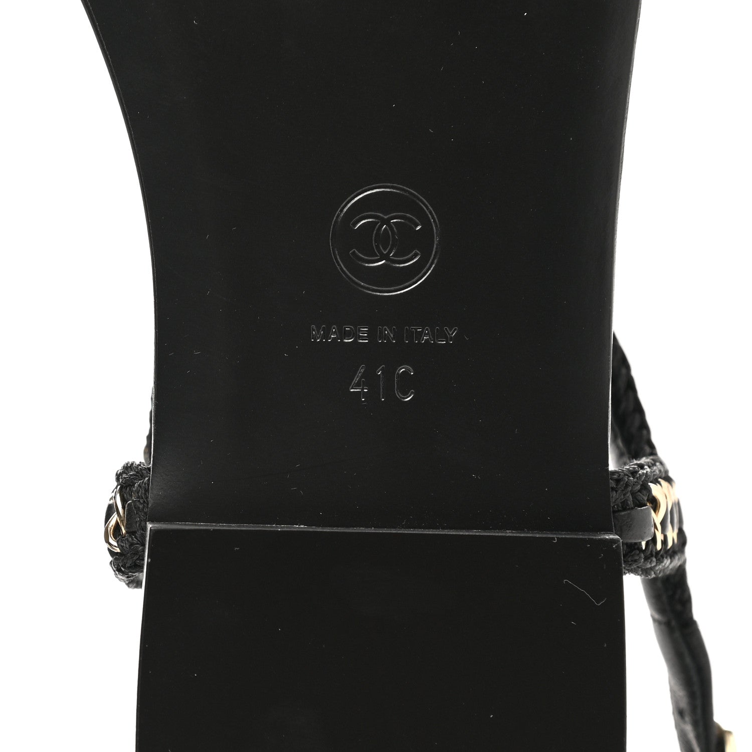 Chanel Lambskin Embroidered CC Thong Sandals 41 Black 6 of 9