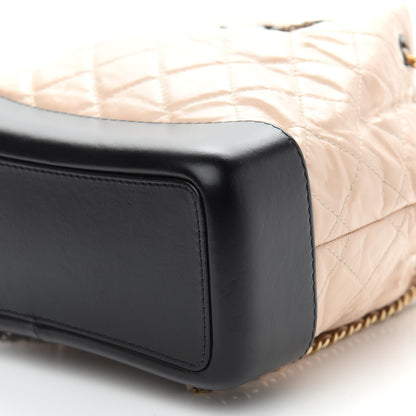 Chanel Aged Calfskin Quilted Small Gabrielle Backpack Beige Black 9 of 10