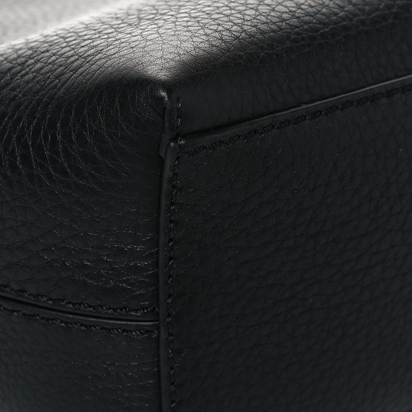 Grained Calfskin Small Rockstud Shoulder Tote Black