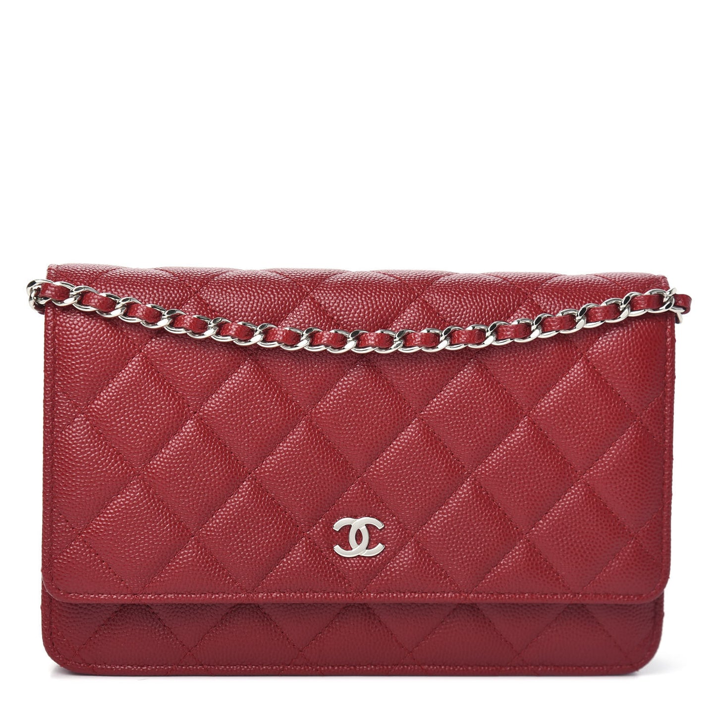Caviar Quilted Wallet on Chain WOC Red