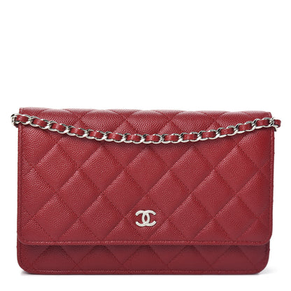 Chanel Caviar Quilted Wallet on Chain WOC Red 1 of 9