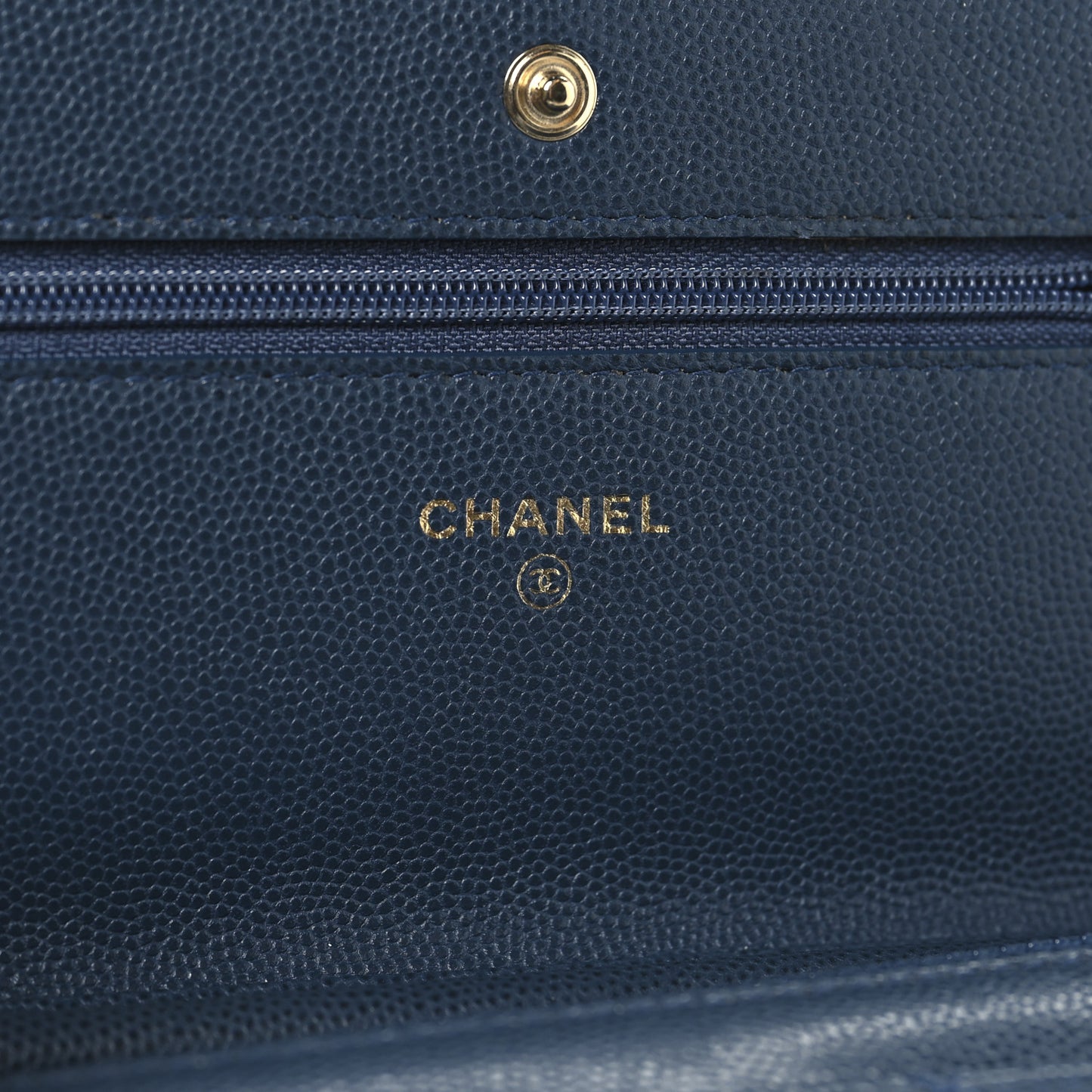 Caviar Quilted Wallet on Chain WOC Blue