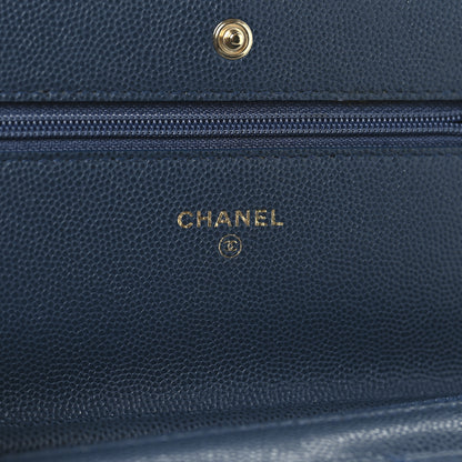 Chanel Caviar Quilted Wallet on Chain WOC Blue 6 of 11