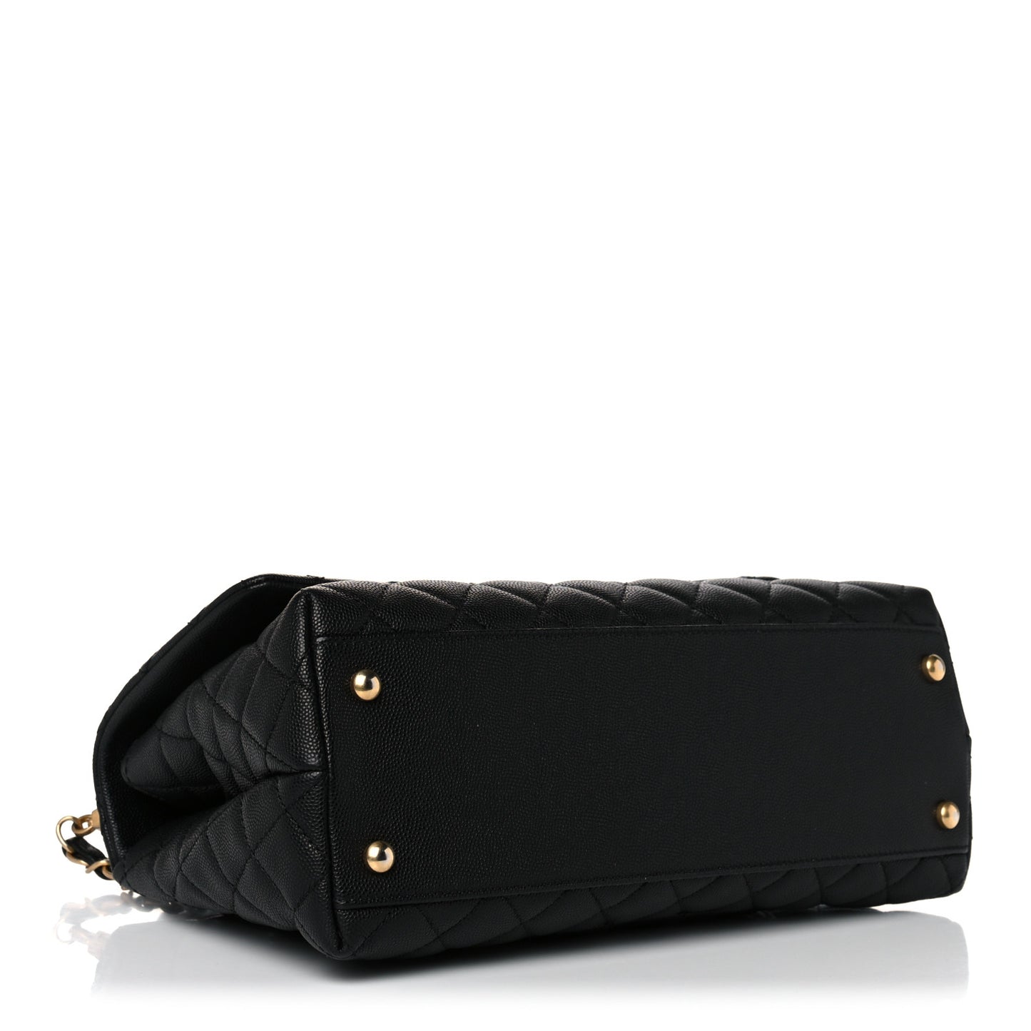 Caviar Lizard Quilted Small Coco Handle Flap Black