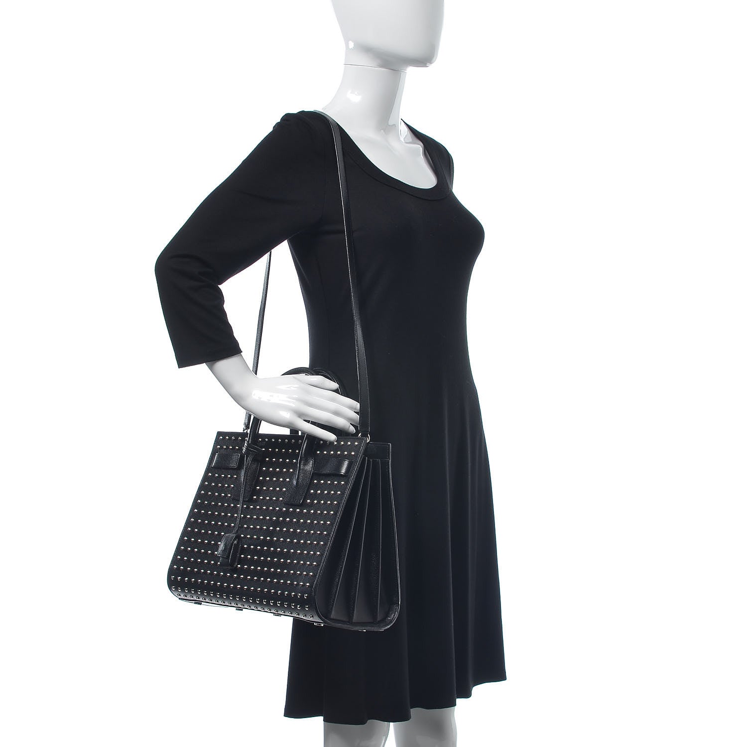 Saint Laurent Grain De Poudre Studded Small Sac De Jour Black 2 of 10